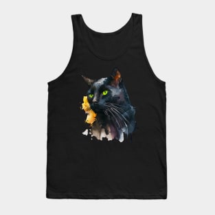 Black Cat Watercolour art Tank Top